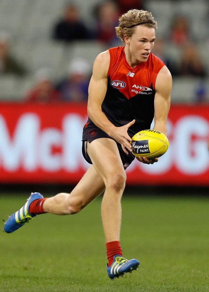 AFL 2016 Rd 15 - Melbourne v Adelaide MELBOURNE, AUSTRALIA - JULY 03: Jayden Hunt of the Demons in action during the 2016 AFL Round 15 match between the Melbourne Demons and the Adelaide Crows at the Melbourne Cricket Ground on July 3, 2016 in Melbourne, Australia. (Photo by Michael Willson/AFL Media)